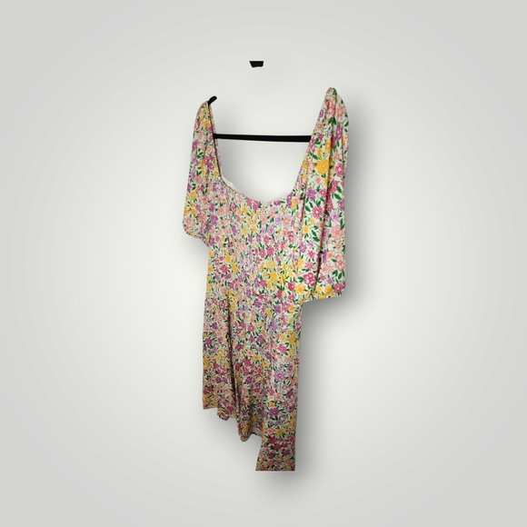 ASOS DESIGN short sleeve mini tea dress with lace trim in bright floral sundress - Picture 6 of 15